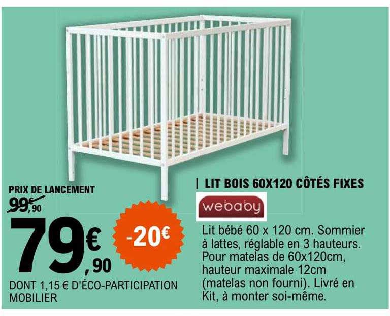 Lit Bois 60 X 120 Côtés Fixes Webaby