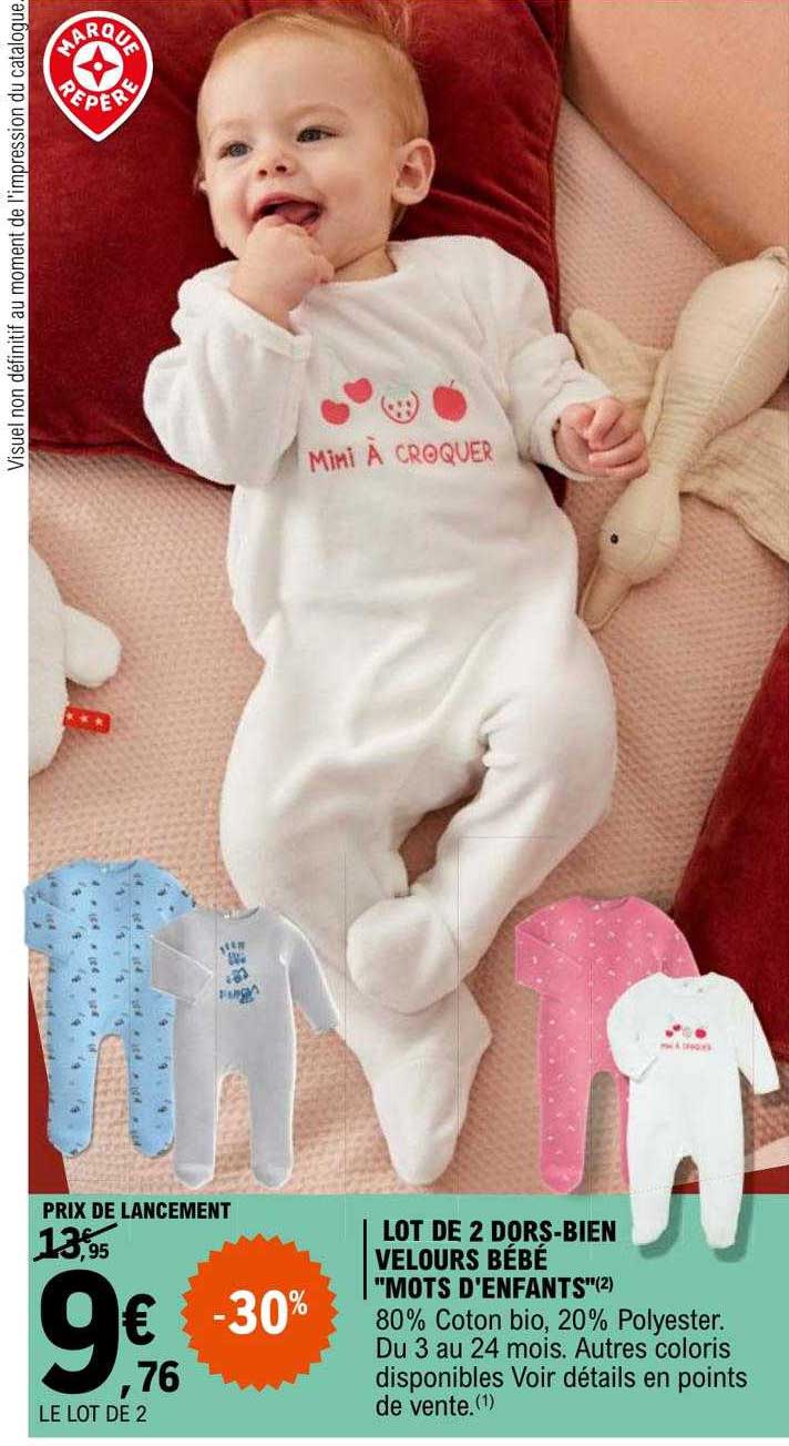 lot de 2 dors-bien velours bébé "mots d'enfants"