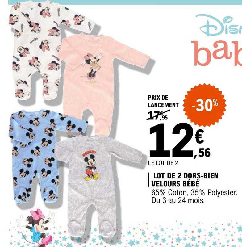 lot de 2 dors-bien velours bébé disney baby
