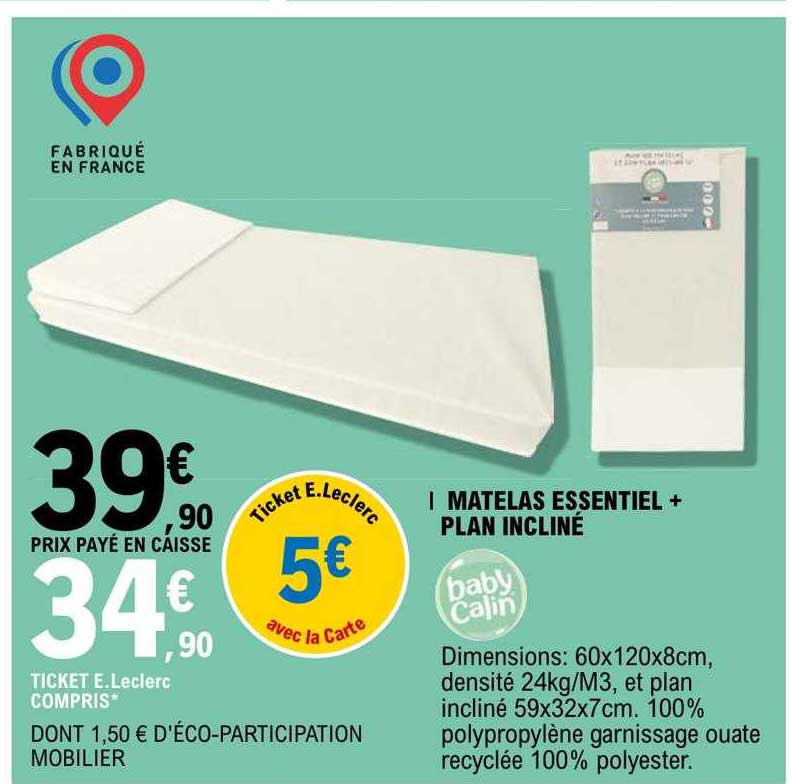 matelas essentiel + plan incliné baby calin