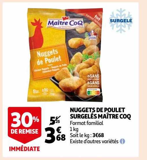 nuggets de poulet surgelés maître coq