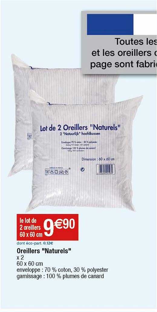 Oreillers "naturels" 60 X 60 Cm