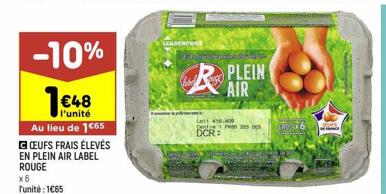 œufs frais élevés en plein air label rouge