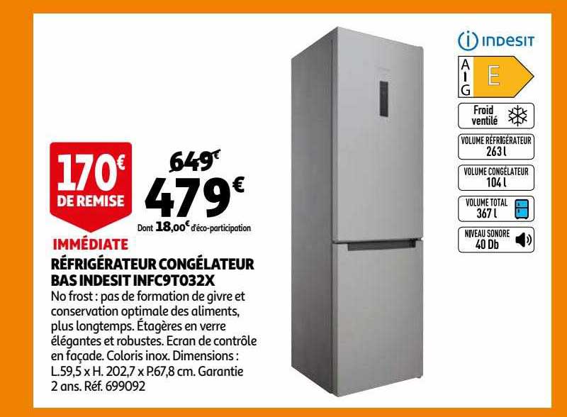 Réfrigérateur Congélateur Bas Indesit Infc9t032x