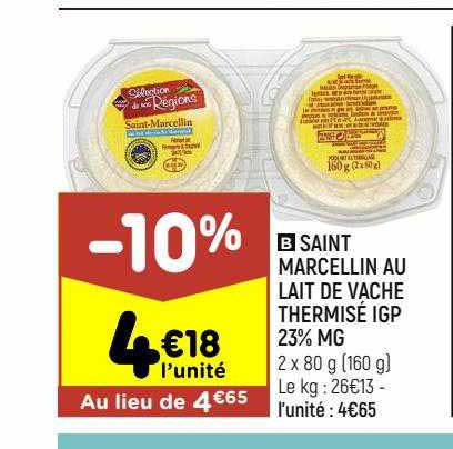 saint marcellin au lait de vache thermisé igp 23% mg
