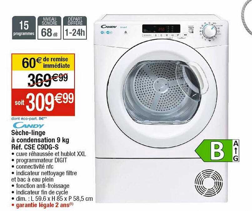 sèche-linge à condensation 9 kg candy