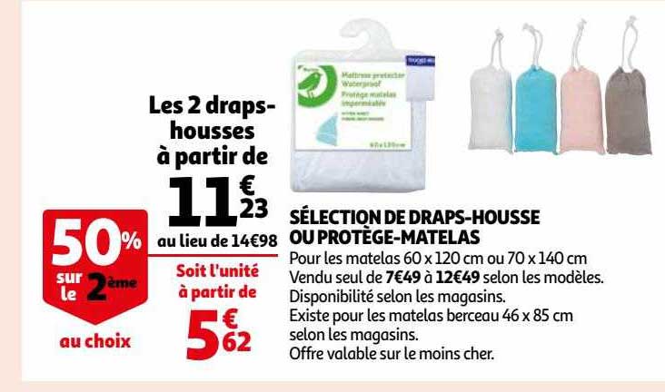 sélection de draps-housse ou protège-matelas