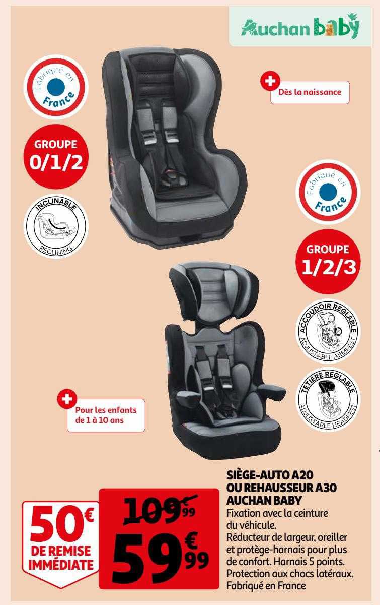 siège-auto a20 ou rehausseur a30 auchan baby