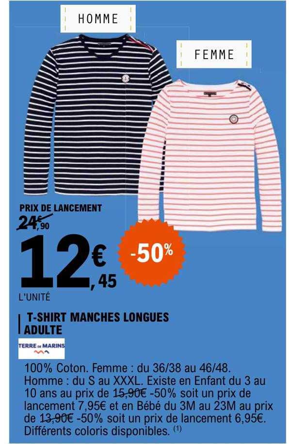t-shirt manches longues adulte terre de marins