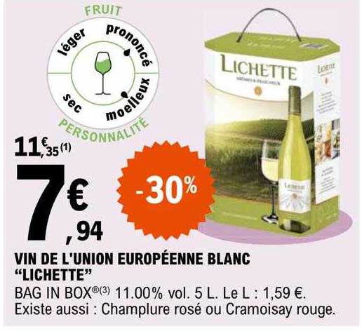 vin de l'union européenne blanc "lichette"