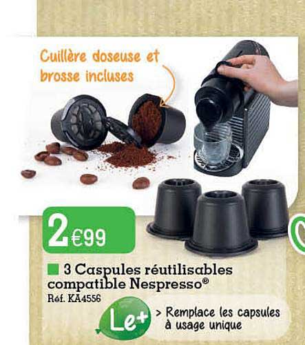 3 capsules réutilisables compatibles nespresso
