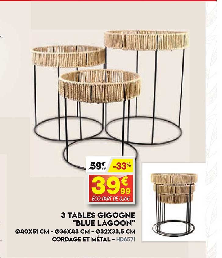 3 tables gigogne "blue lagoon"