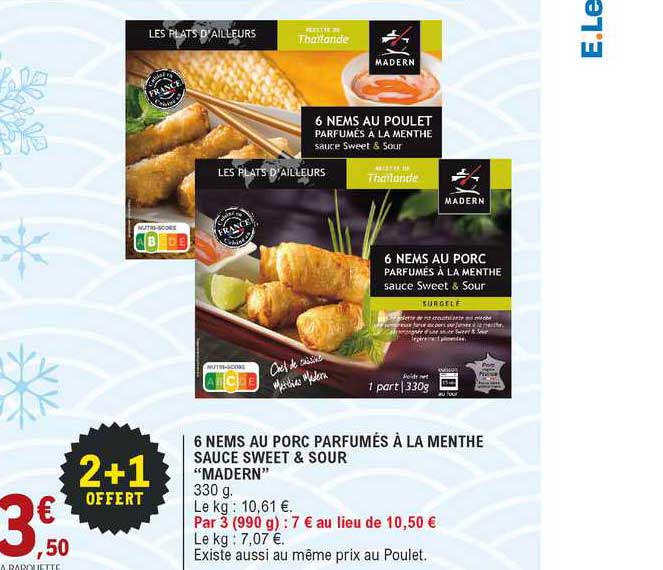 6 nems au porc parfumés à la menthe sauce sweet & sour "madern"