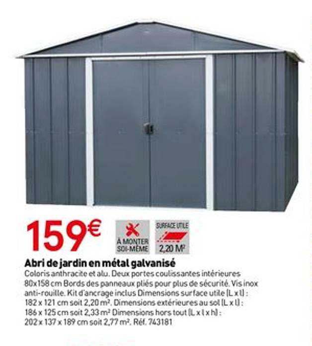 Abri De Jardin En Métal Galvanisé