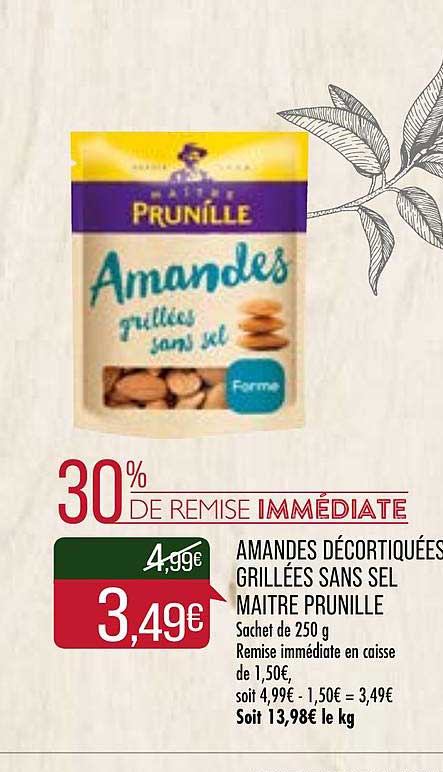 amandes décortiquées grillées sans sel maître prunille