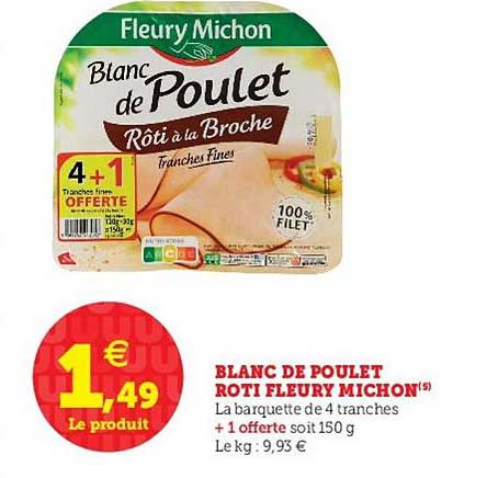 blanc de poulet rôti fleury michon