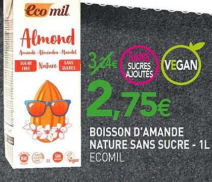 Boisson D'amande Nature Sans Sucre Ecomil