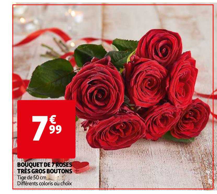 bouquet de 7 roses très gros boutons
