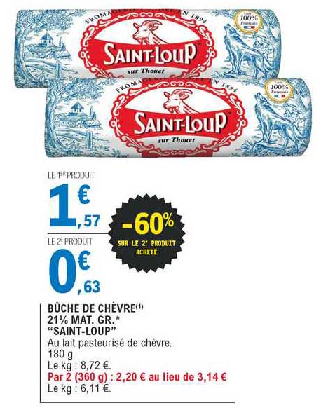 bûche de chèvre 21% mat. gr. "saint-loup"