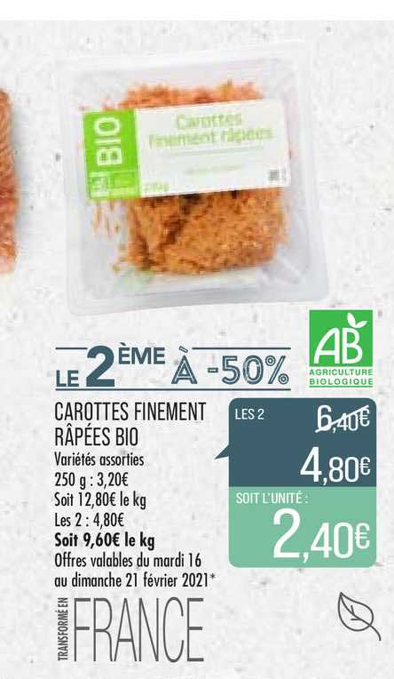 carottes finement râpées bio