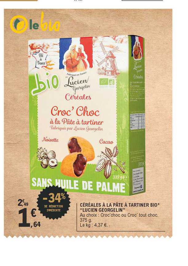 céréales à la pâte à tartiner bio "lucien georgelin"