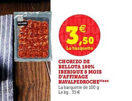 chorizo de bellota 100% iberique 8 mois d'affinage navalpedroche