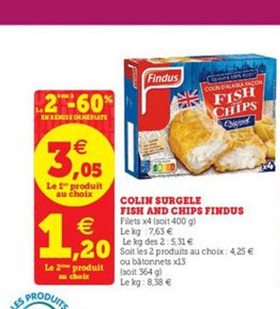 colin surgelé fish and chips findus