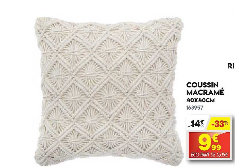 coussin macramé 40x40 cm