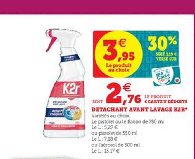 détachant avant lavage k2r