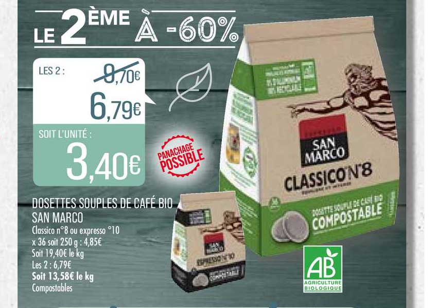 Dosettes Souples De Café Bio San Marco