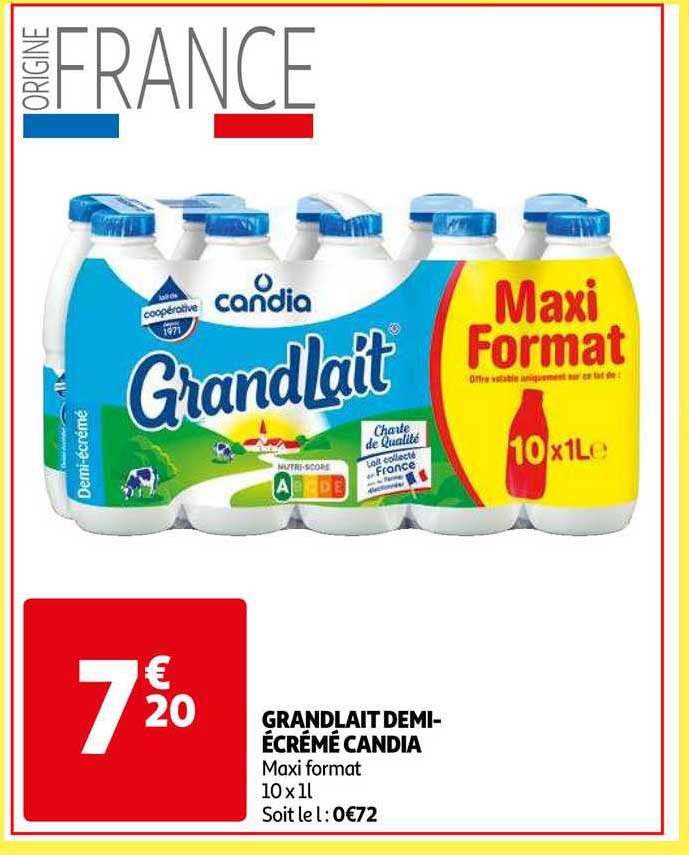grandlait demi-écrémé candia