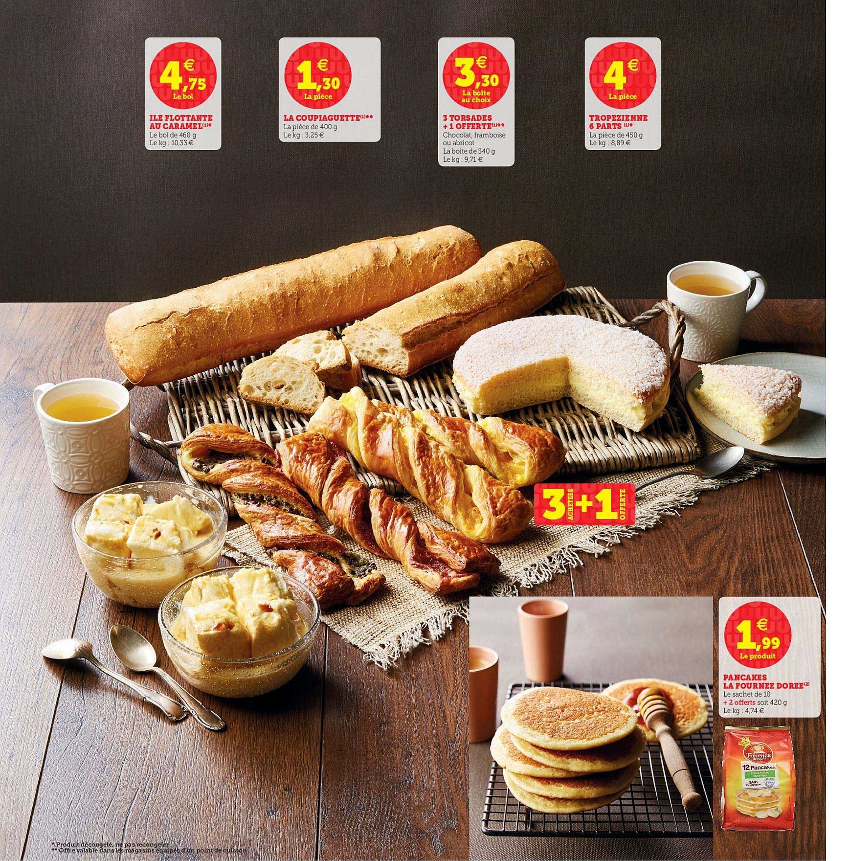 île flottante au caramel, la coupiaghette, 3 torsades + 1 offerte, tropézienne 6 parts