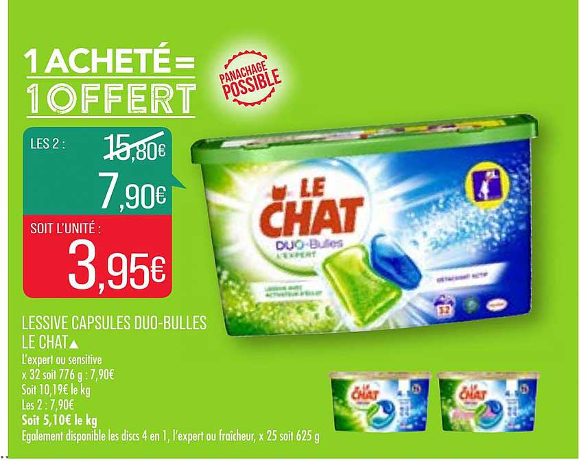Lessive Capsules Duo-bulles Le Chat