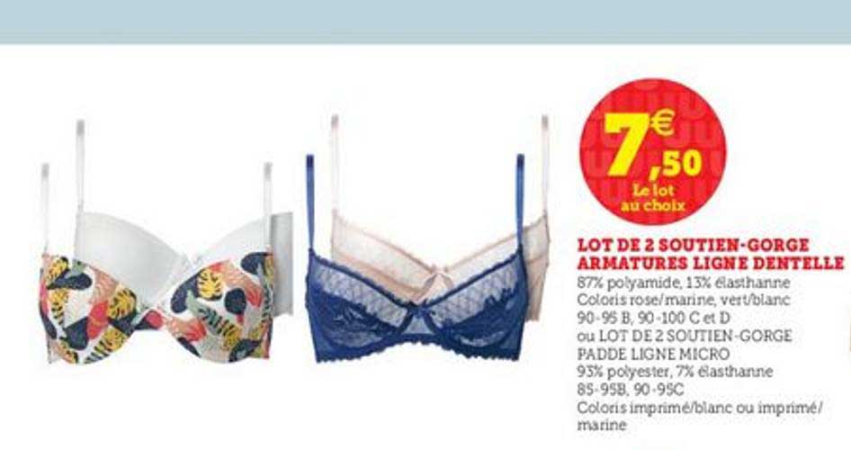 Lot De 2 Soutien-gorge Armatures Ligne Dentelle