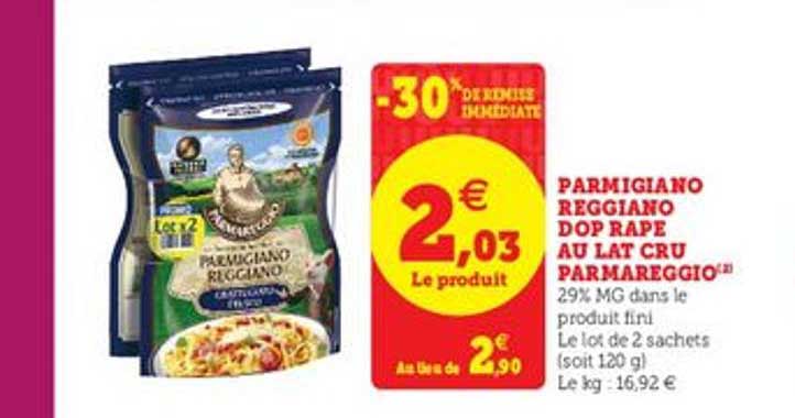 parmigiano reggiano dop râpé au lat cru parmareggio