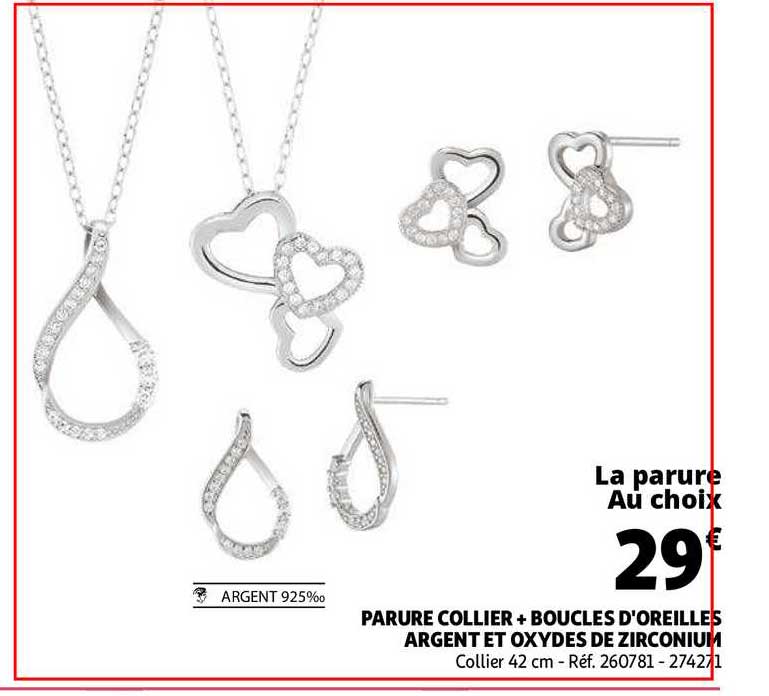parure collier + boucles d'oreilles argent et oxydes de zirconium