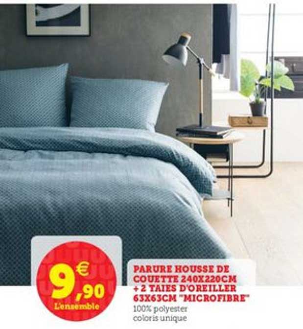 parure housse de couette 240x220 cm + 2 taies d'oreiller 63 x 63 cm "microfibre"