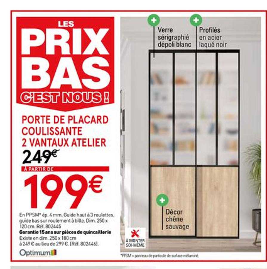 porte de placard coulissante 2 vantaux atelier