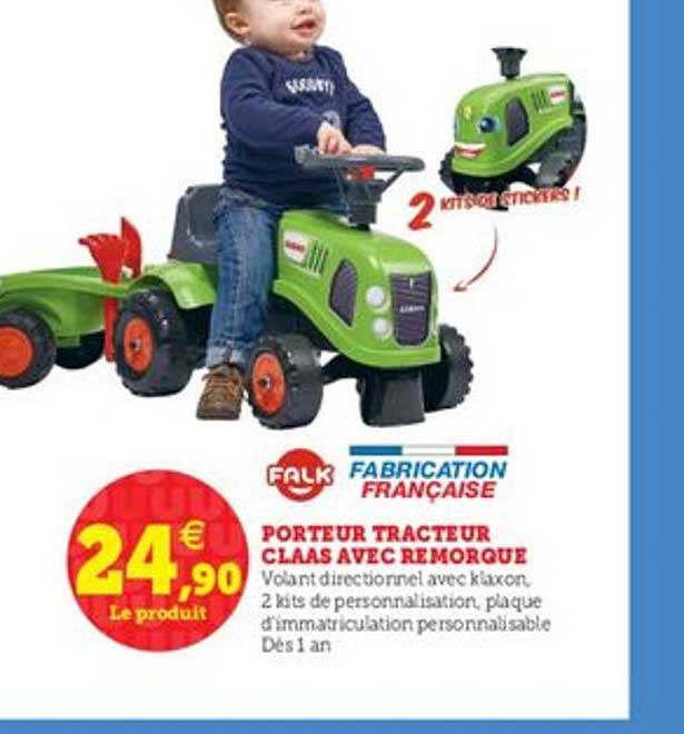 porteur tracteur claas avec remorque falk