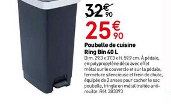 poubelle de cuisine ring bin 40 l