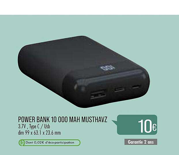 power bank 10 000 mah musthavz