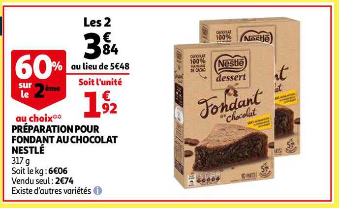 Préparation Pour Fondant Au Chocolat Nestlé