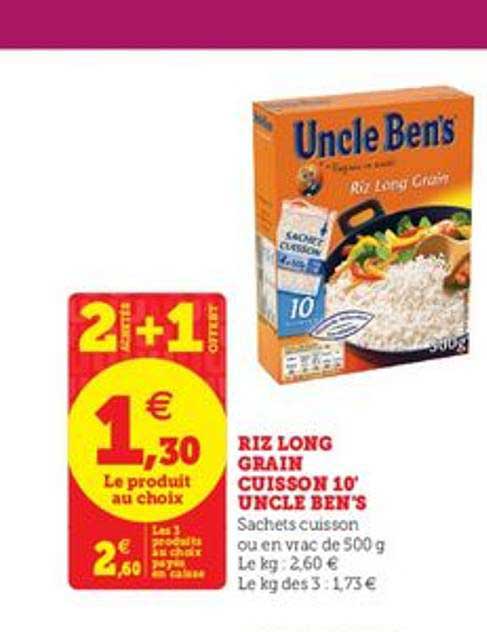 riz long grain cuisson 10' uncle ben's