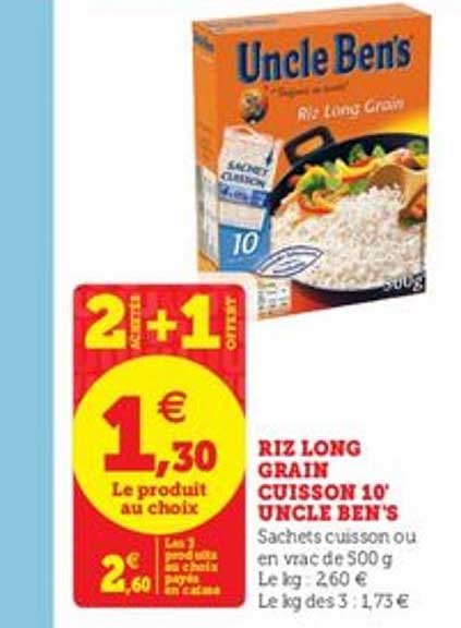 riz long grain cuisson 10' uncle ben's