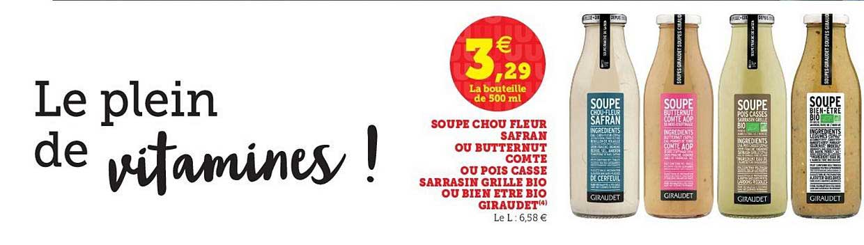 soupe chou fleur safran ou butternut comté ou pois cassé sarrasin grillé bio ou bien être bio giraudet
