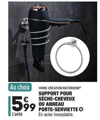 support pour sèche-cheveux ou anneau porte-serviette