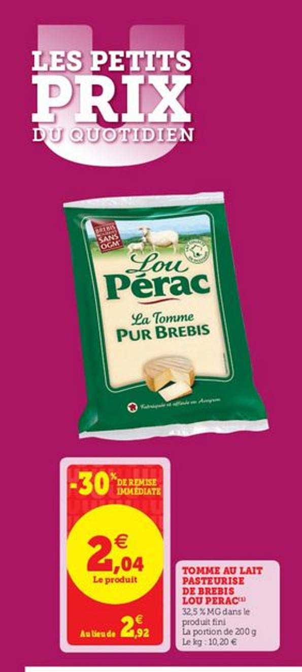 tomme au lait pasteurisé de brebis loup perac