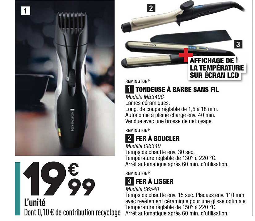 tondeuse à barbe sans fil, fer à boucler, fer à lisser