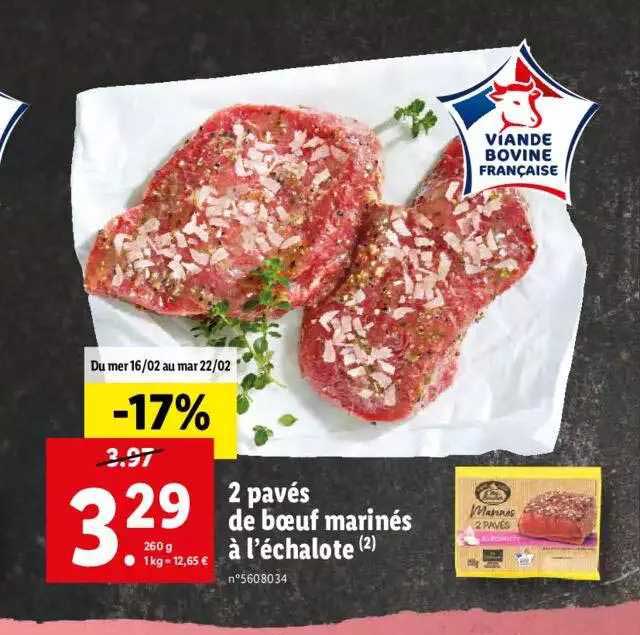 2 pavés de bœuf marinés à l'échalote