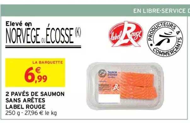 2 pavés de saumon sans arêtes label rouge